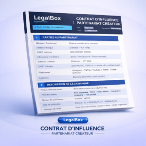 Contrat d'Influence Partenariat Créateur
