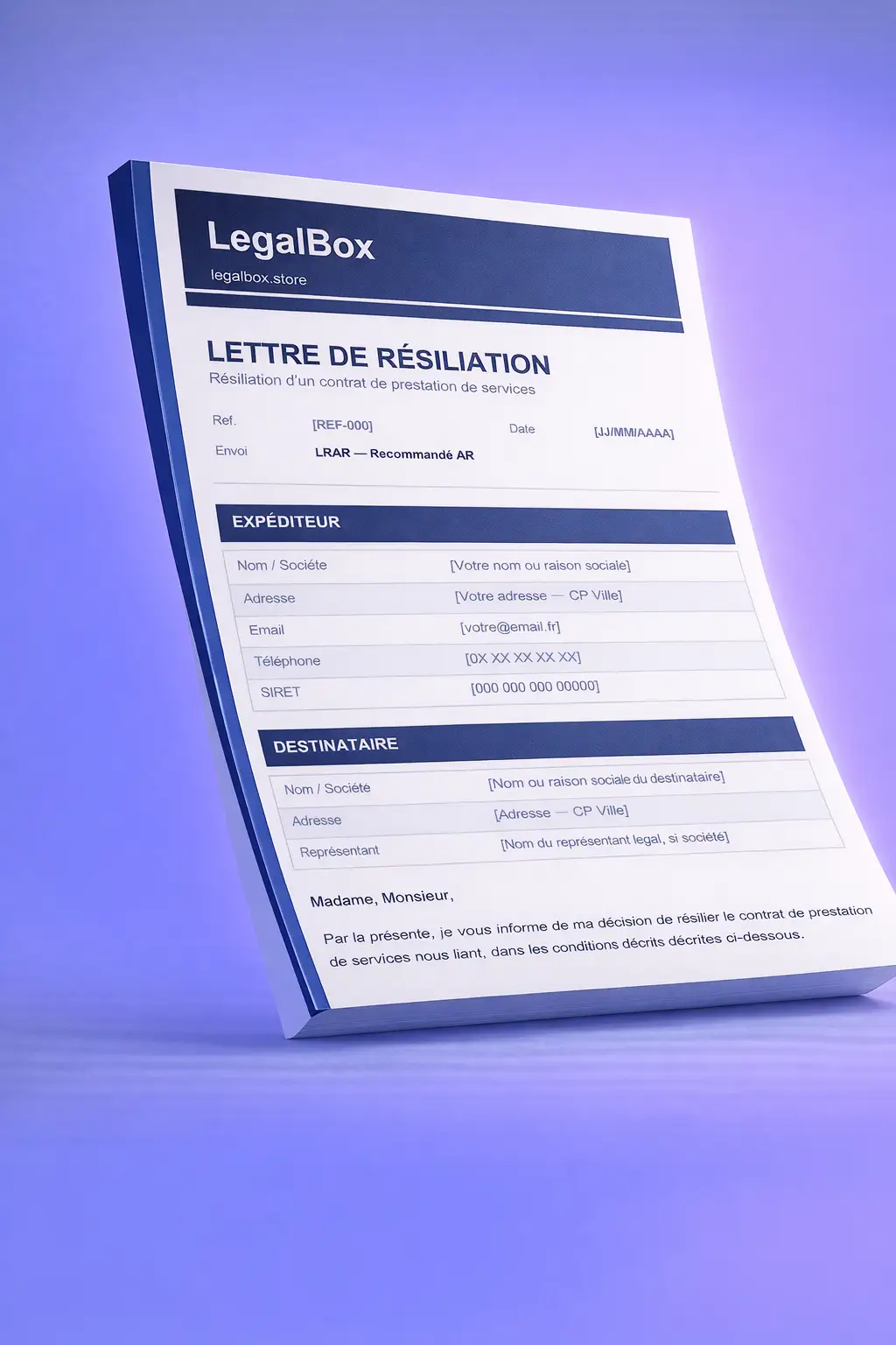 Lettre de Résiliation